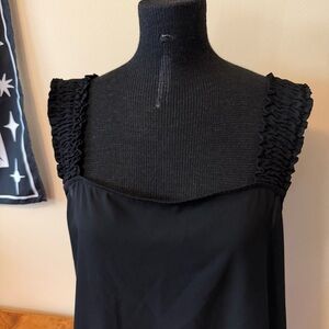 Black L Ruffle Strap Tank Top Whimsigoth Corporate Goth